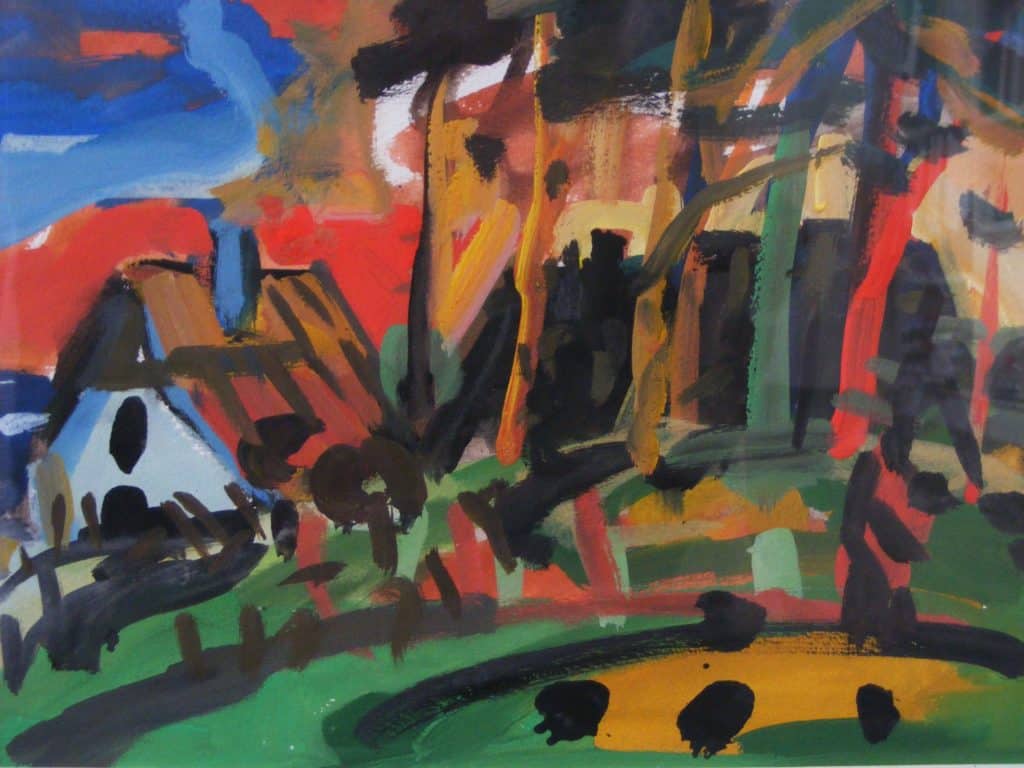 Wolfgang Schlüter: Haus in Ahrenshoop, Gouache, 2005